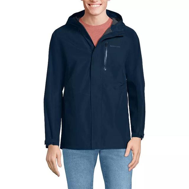 Big & Tall Lands End Waterproof Hooded Packable Rain Jacket, Mens Radiant Blue Product Image