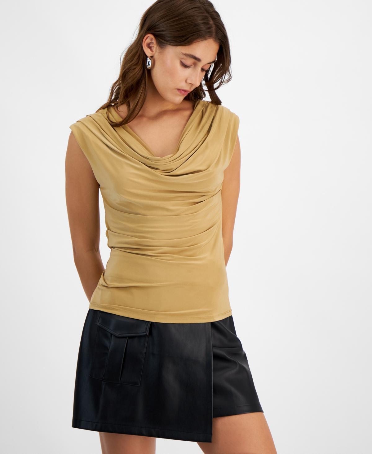 Bar Iii Womens Cap-Sleeve Cowlneck Top, Created for Macys Product Image