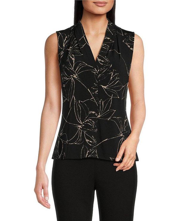 Calvin Klein Stretch Printed V Neckline Sleeveless Top Product Image