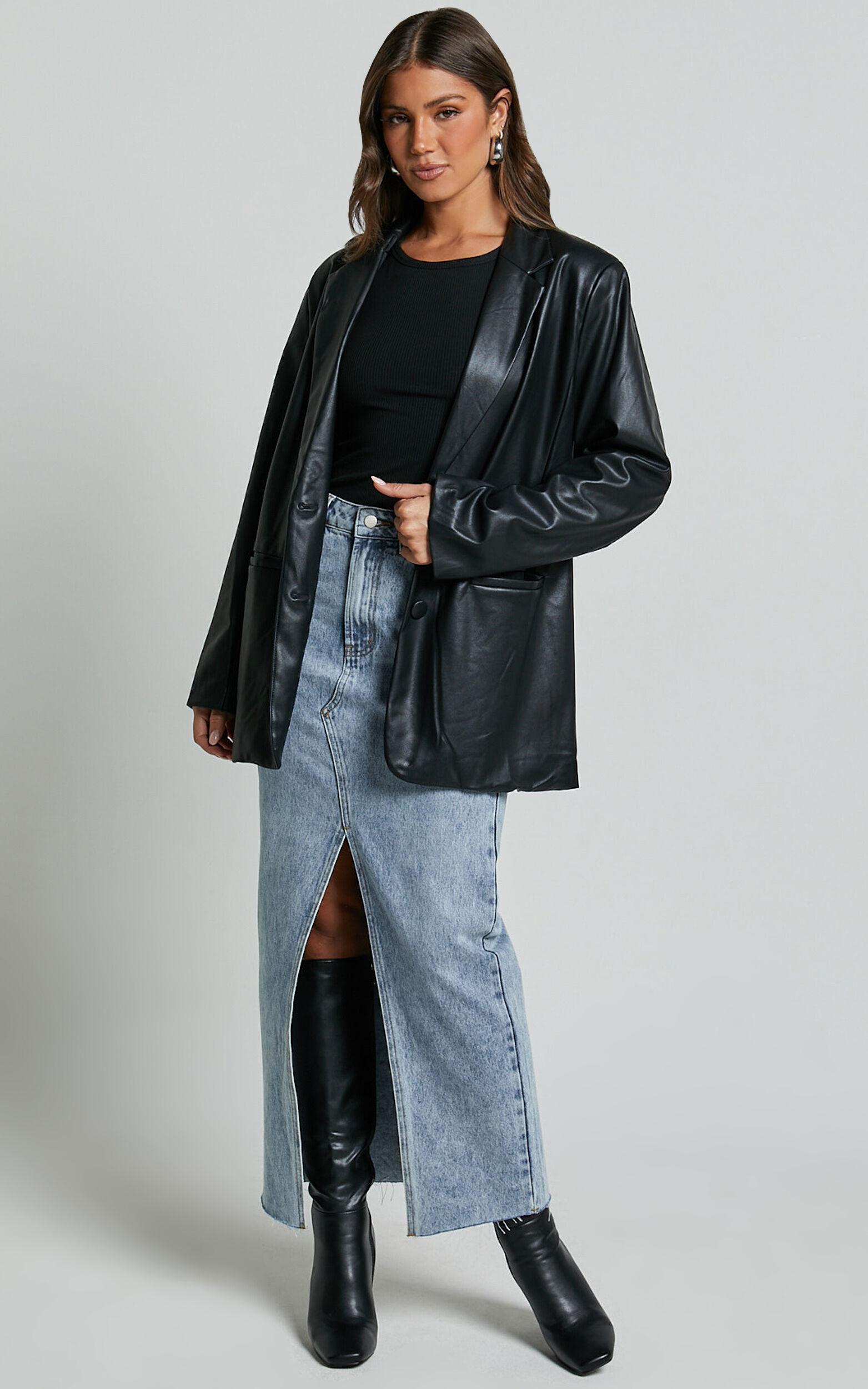 Samanfa Jacket - Faux Leather Jacket in Black Product Image