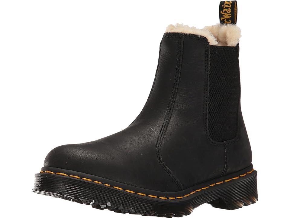 Dr. Martens Womens 2976 Leonore Burnished Faux Fur Block Heel Lug Sole Chelsea Booties Product Image