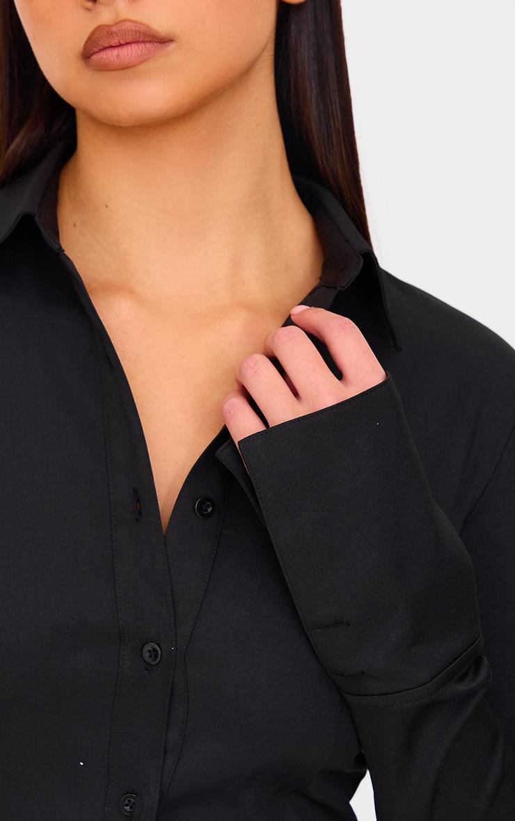 Black Woven Fitted Shirt Product Image