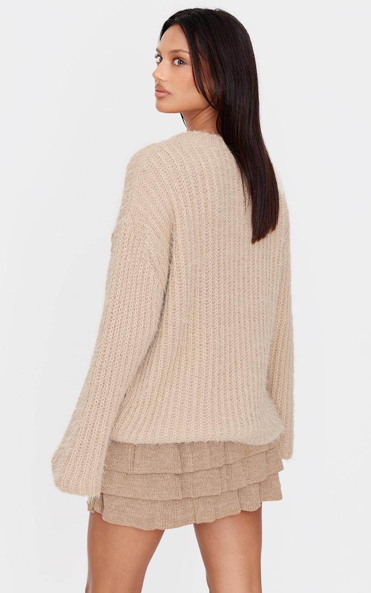  Taupe Eyelash Knit Super Oversized Sweater Product Image