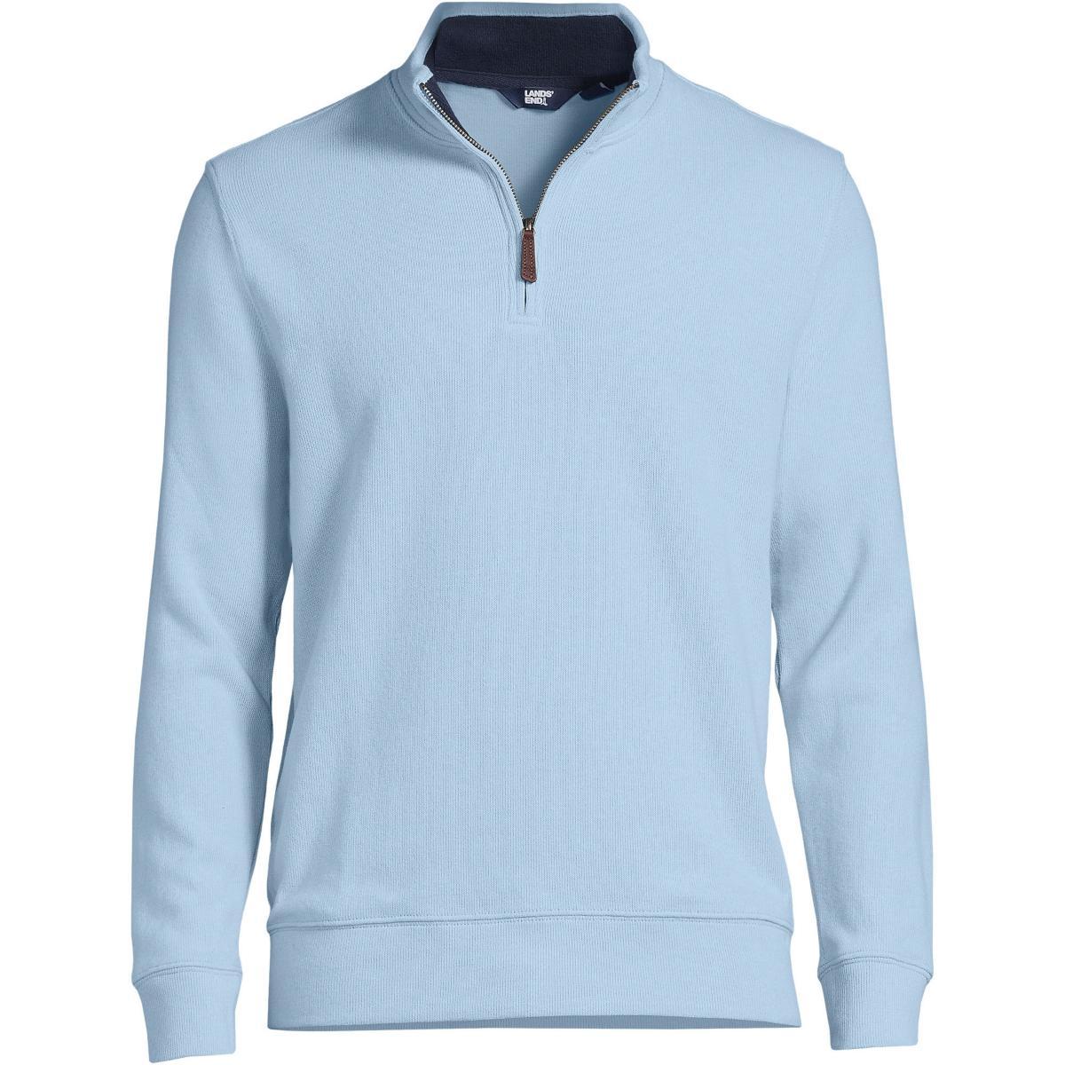 Mens Lands End Bedford Regular-Fit Ribbed Quarter-Zip Pullover Sweater Product Image