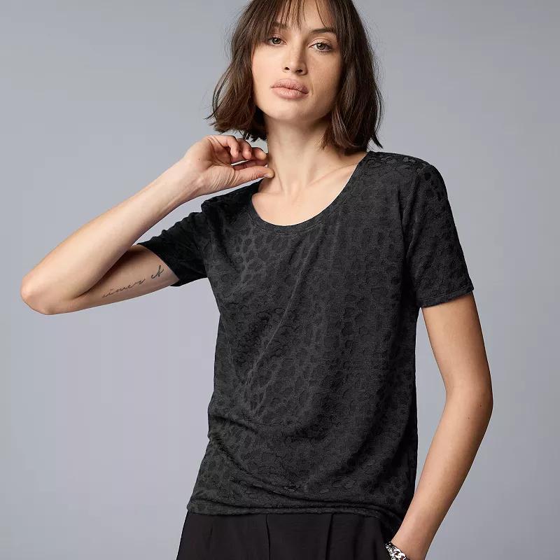 Womens Simply Vera Vera Wang Short Sleeve Relaxed Core Tee Dark Orbit Grey Product Image