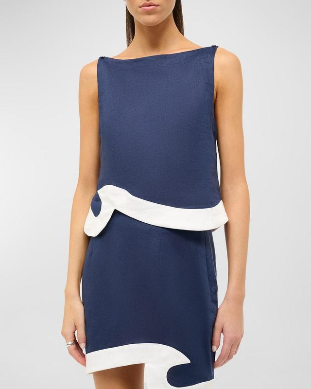 STAUD - Raphael Curved Strapless Linen Top - NavyModa Operandi Product Image