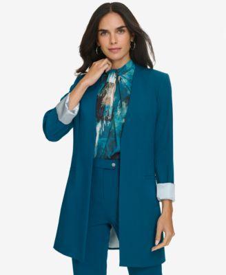 Petite Open-Front Padded-Shoulder Blazer Product Image