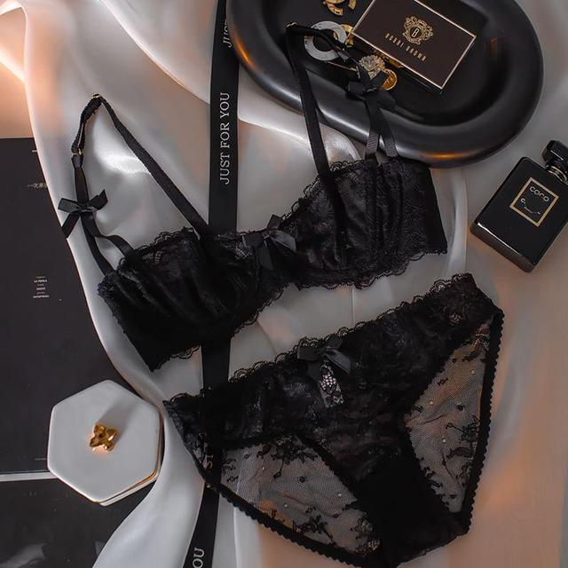 Set: Bow Lace Bra + Panty Product Image