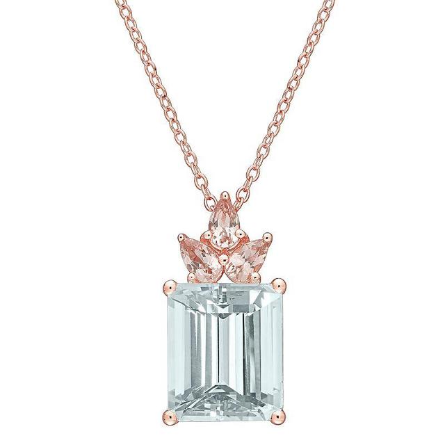 Sterling Silver Ice Blue Aquamarine & Morganite Pendant Necklace, Womens Turquoise/Blue Product Image