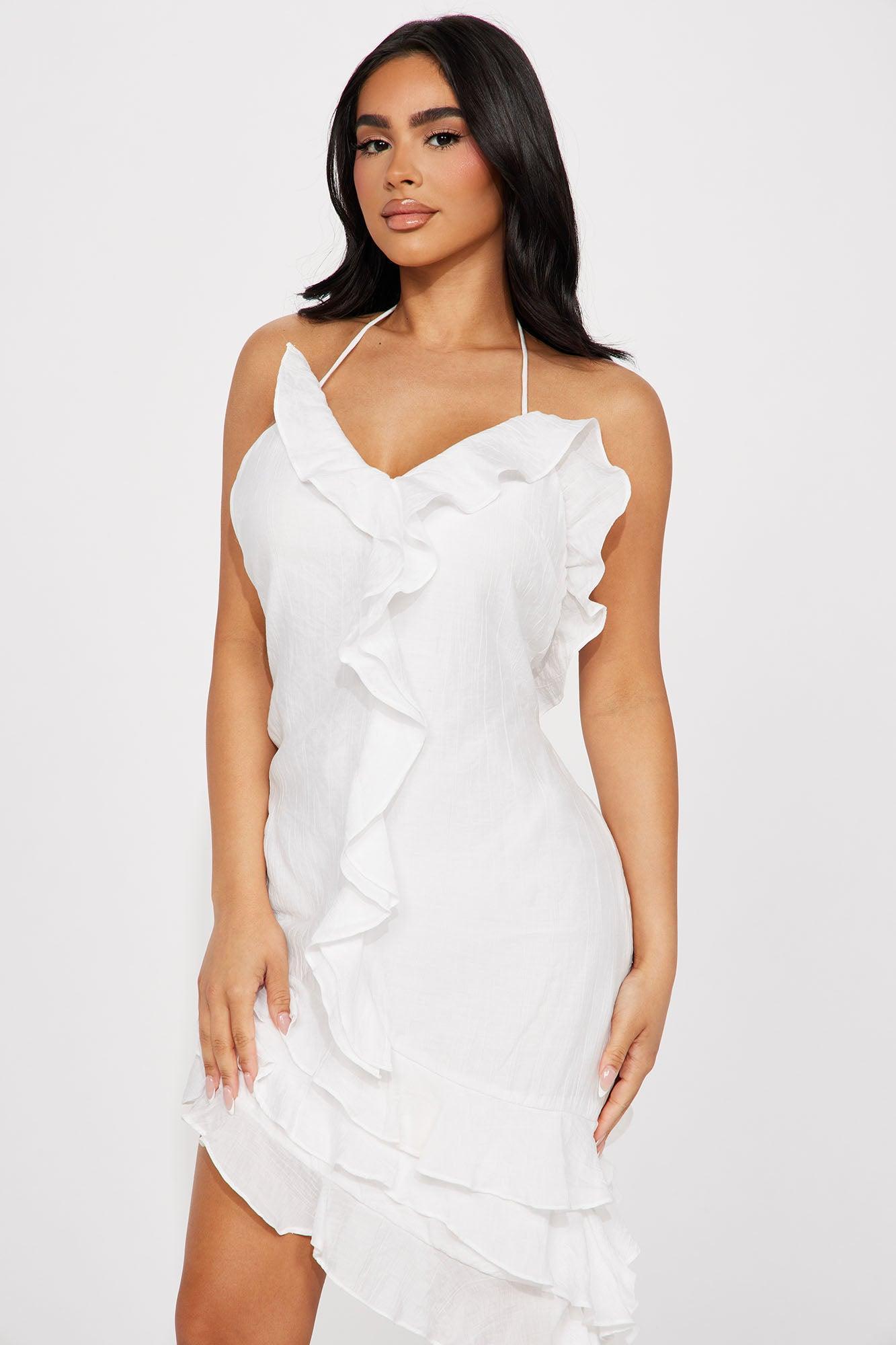 Sienna Ruffle Mini Dress - Ivory Product Image