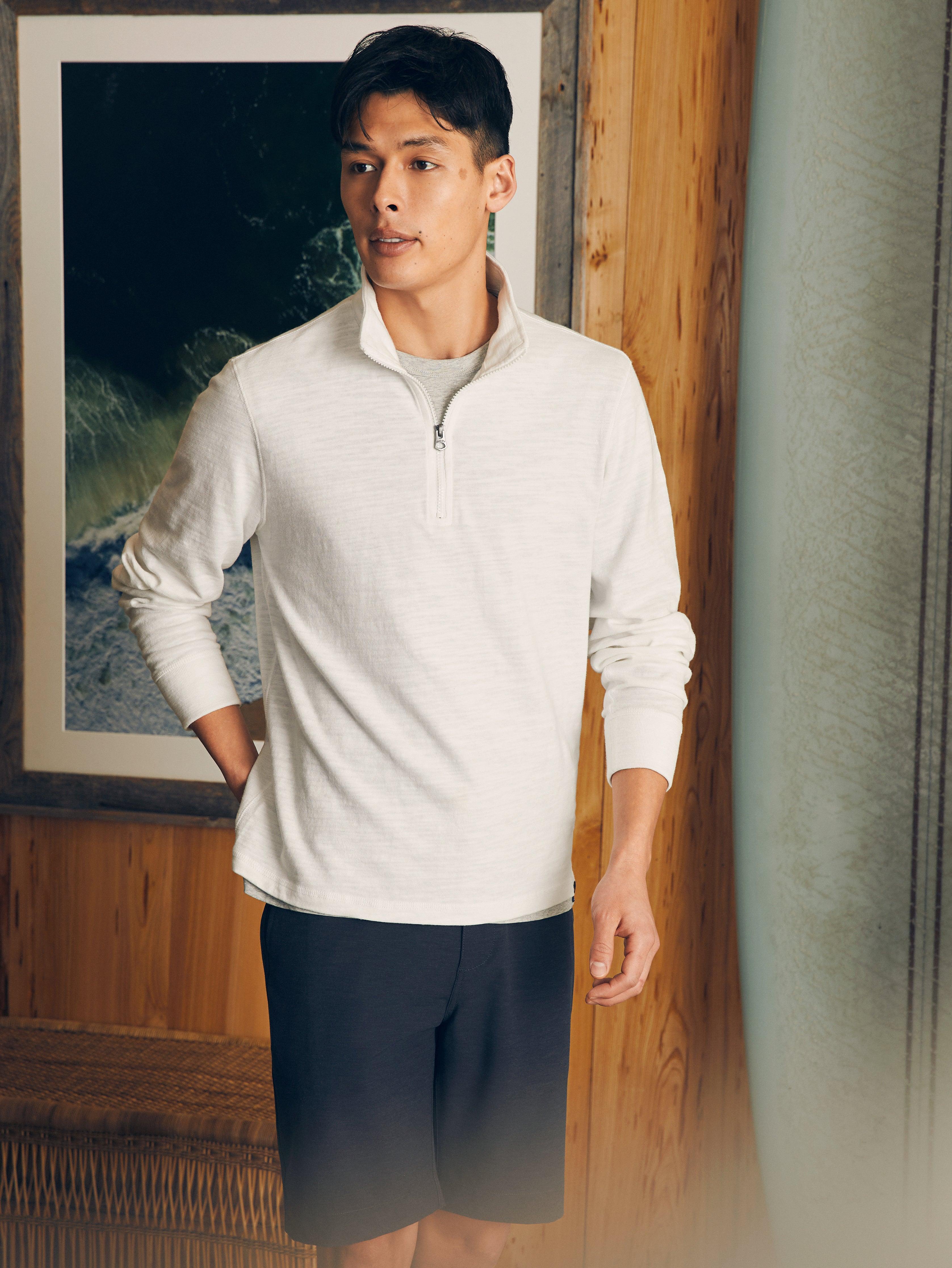 Sunwashed Slub Quarter Zip - White Product Image