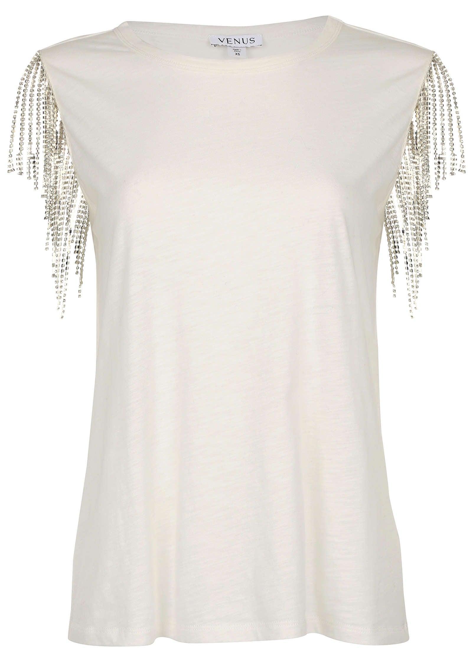 Diamond Fringe Tank Top - Off White Product Image