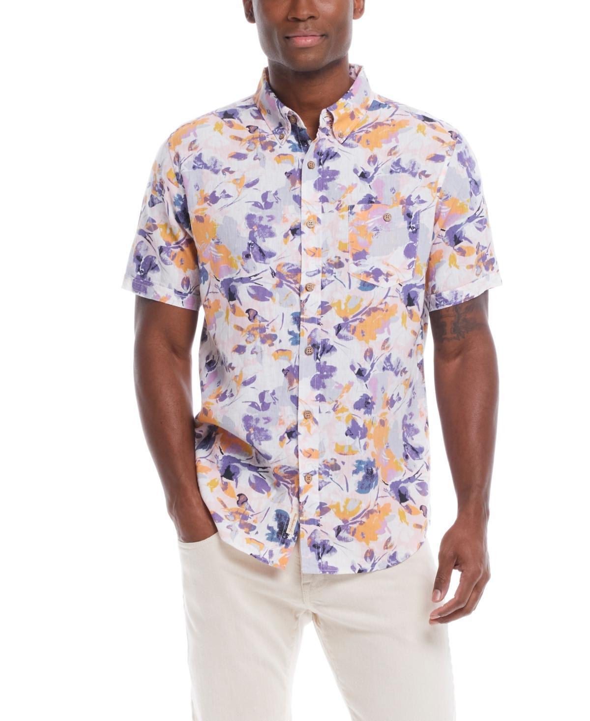 Weatherproof Vintage Mens Short Sleeve Print Linen Cotton Shirt Product Image