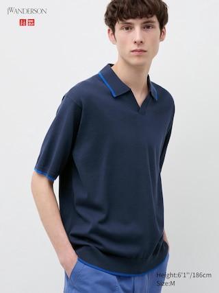 Mens Knitted Polo Shirt Blue XS UNIQLO US Product Image