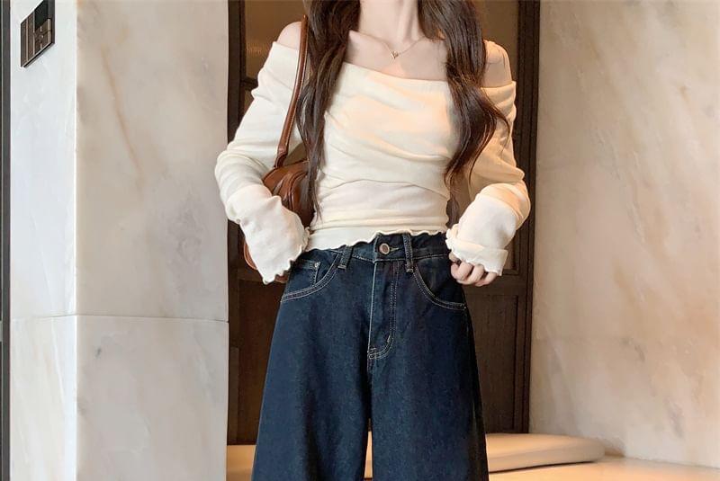 High Rise Washed Wide Leg Jeans Product Image