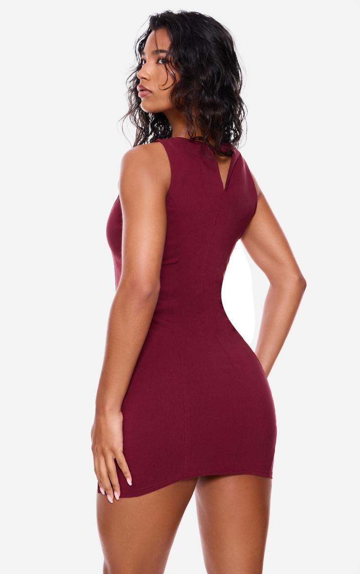 Wine Wrap Belt Detail Bodycon Dress Product Image