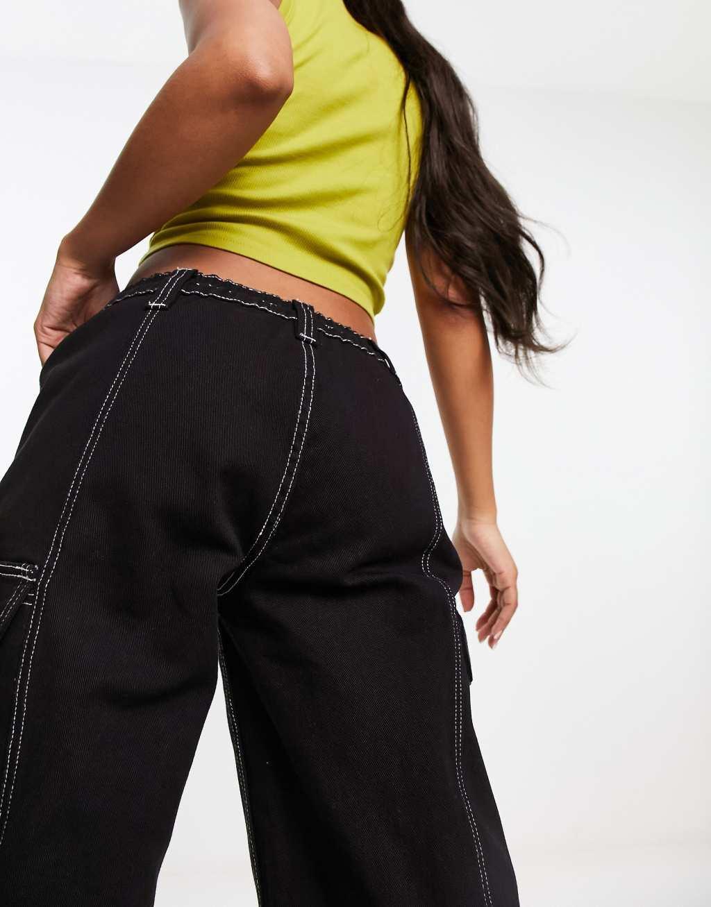 Pacsun wide leg black cargo pants Product Image