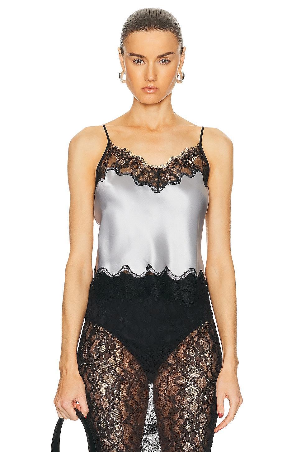 NICHOLAS Alani Lace Trim Camisole Top Metallic Silver. (also in 6). Product Image