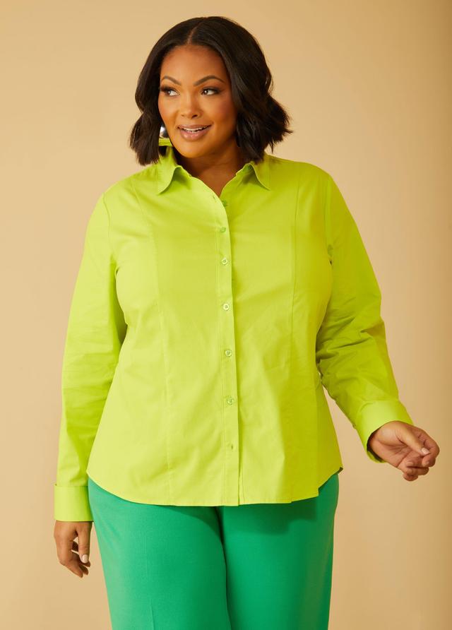 Plus Size Cotton Blend Collared Shirt Ashley Stewart Product Image