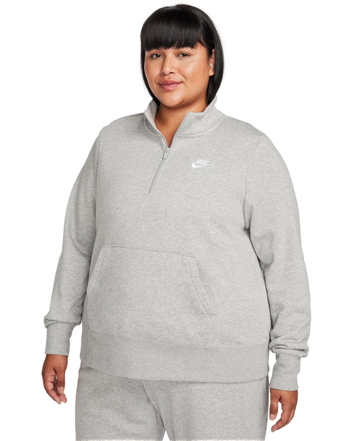 Plus Size Nike Sportswear Club Fleece Half-Zip Pullover, Womens Grey Product Image