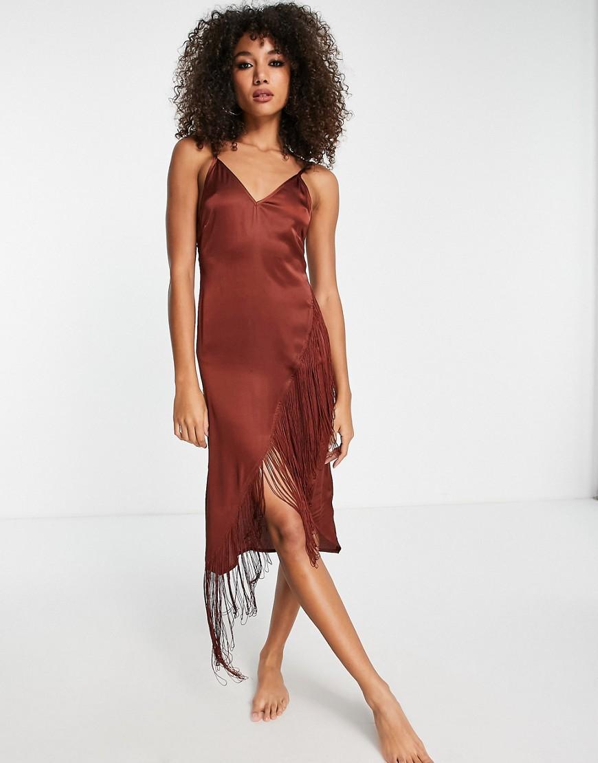 ASOS DESIGN fringe cami beach midaxi dress Product Image