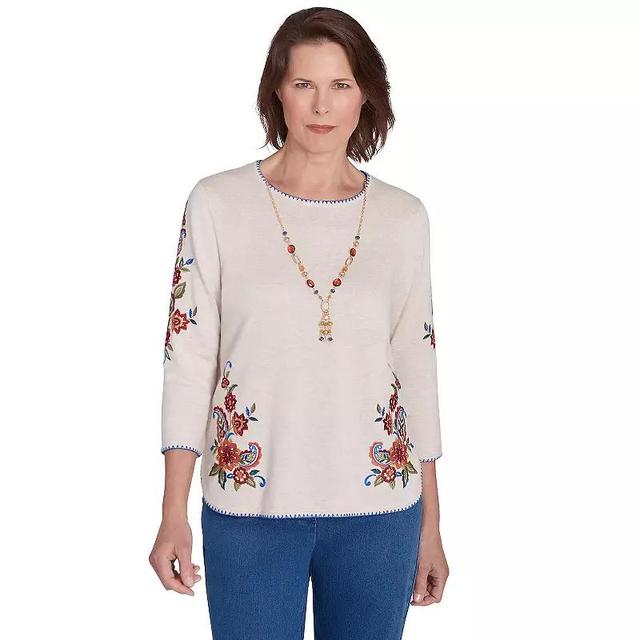 Petite Alfred Dunner Paisley Floral Top with Detachable Necklace, Womens Product Image