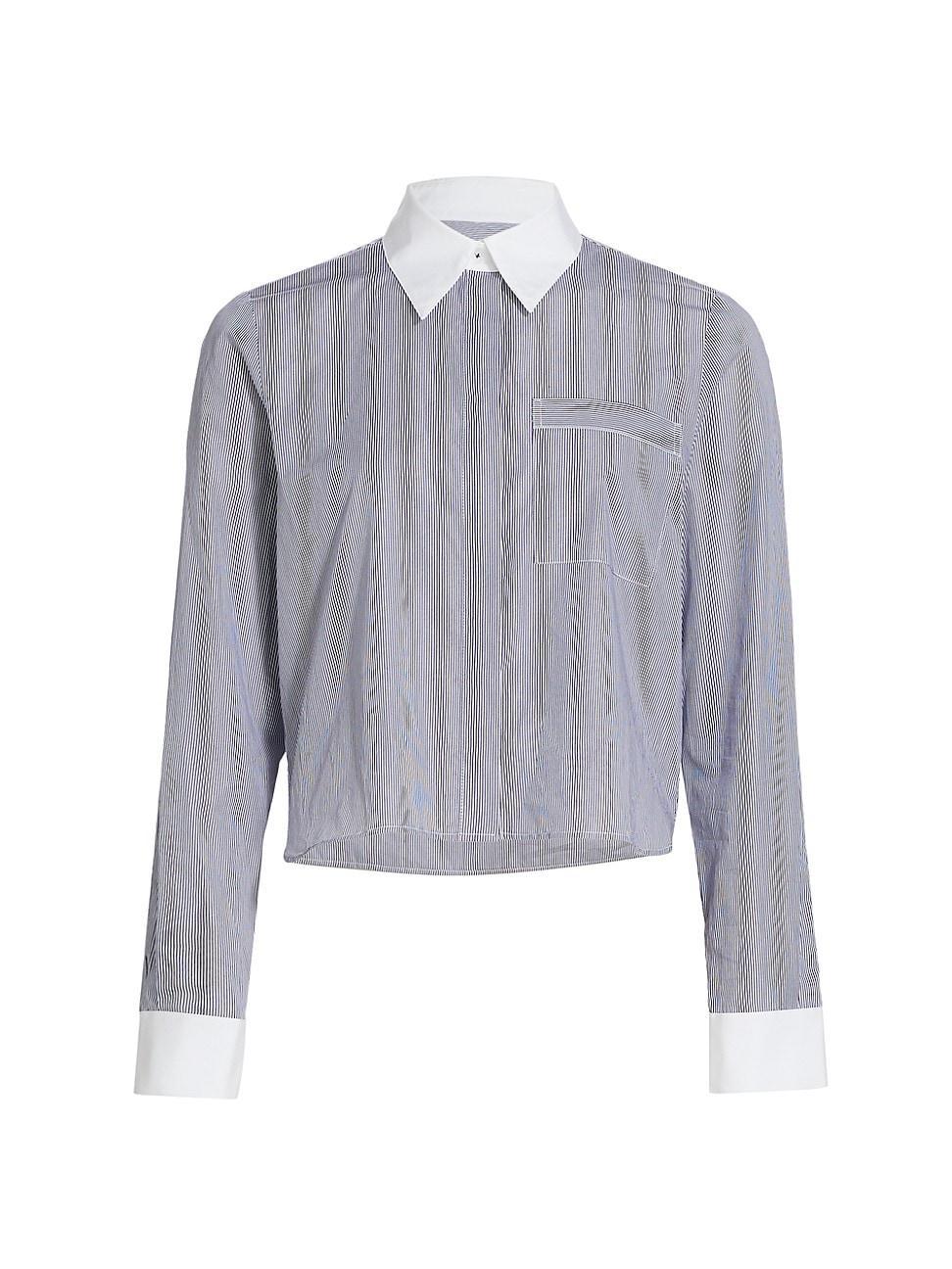 Womens Boy Pinstripe Contrast-Trim Shirt Product Image