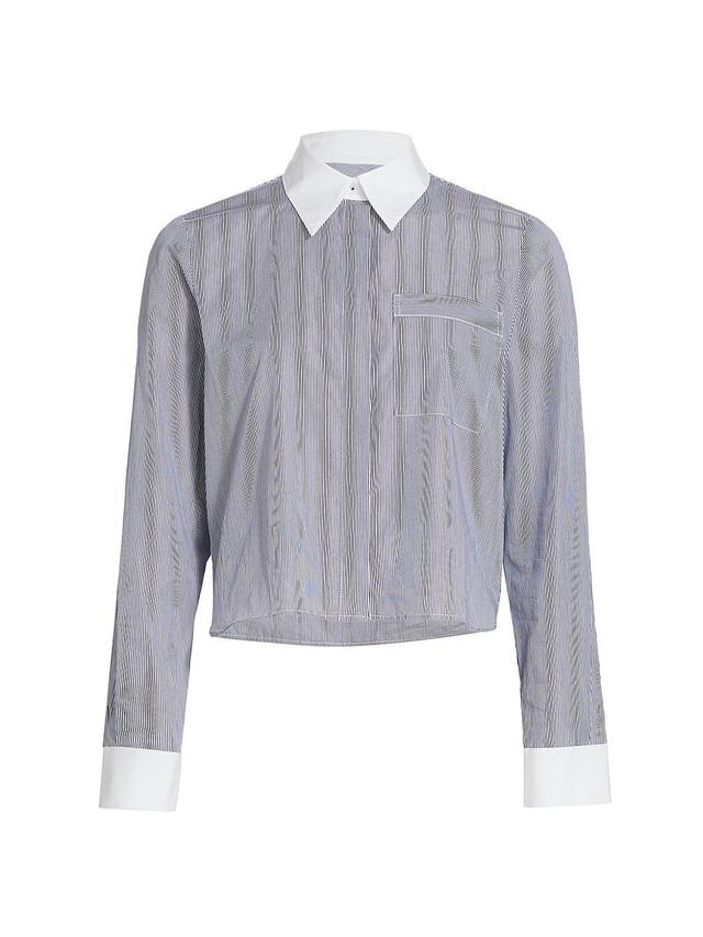 Womens Boy Pinstripe Contrast-Trim Shirt Product Image