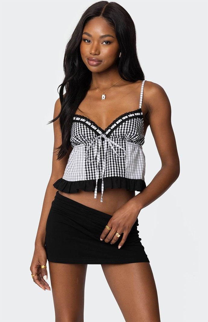 Edikted Women's Joanne Mixed Gingham Tank Top in Black/White - Product Image