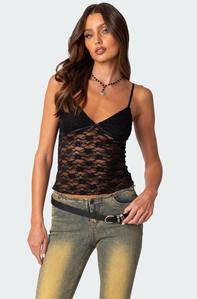 Eira Sheer Lace Tank Top Product Image