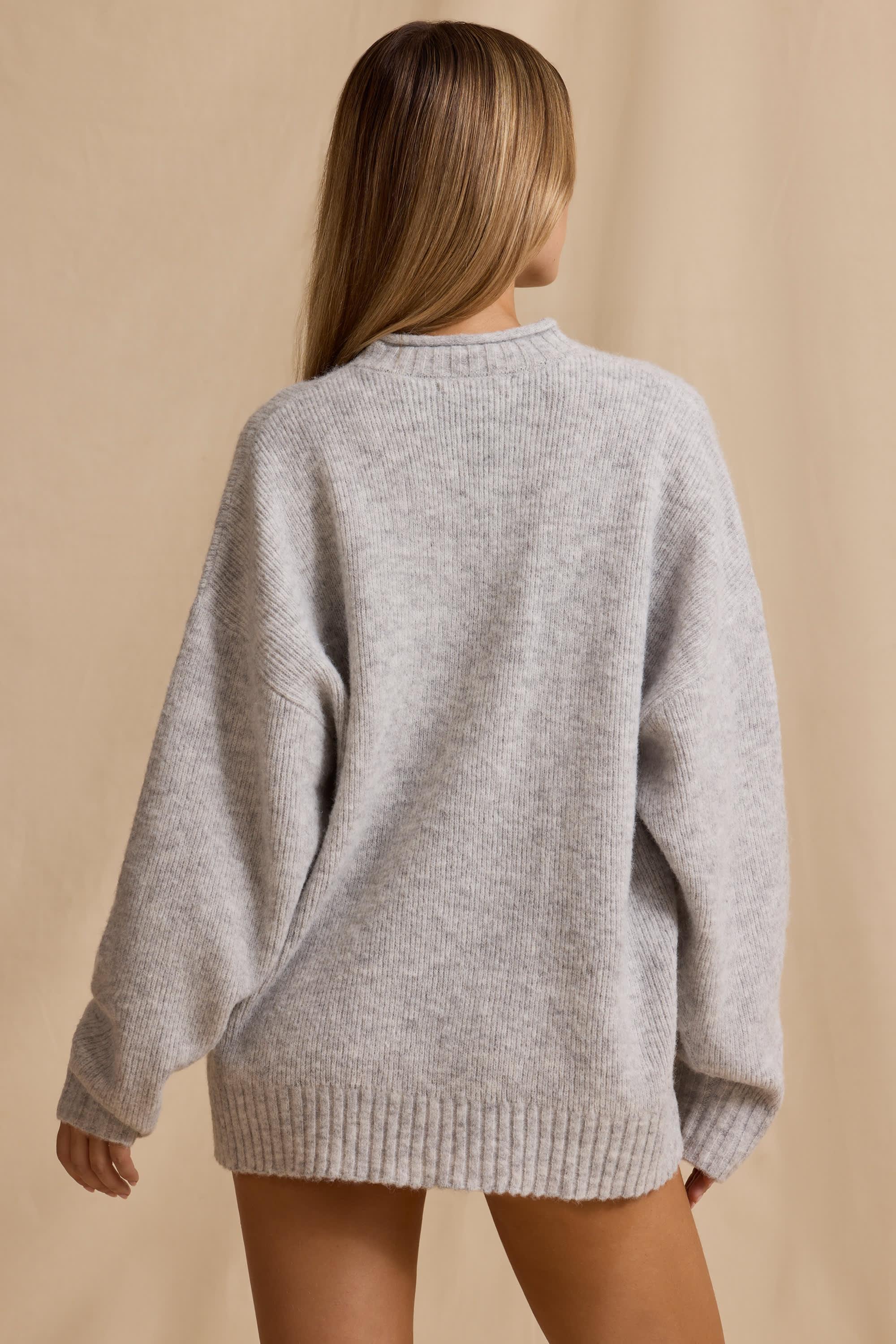 Oversized Knit Jumper in Ice Marl Product Image