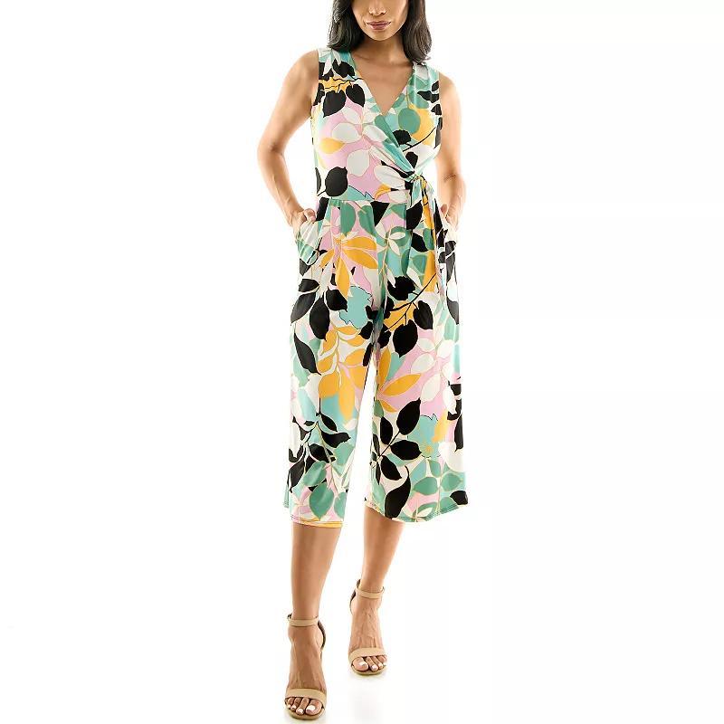 Womens Nina Leonard Print Surplice Wide-Leg Jumpsuit Product Image