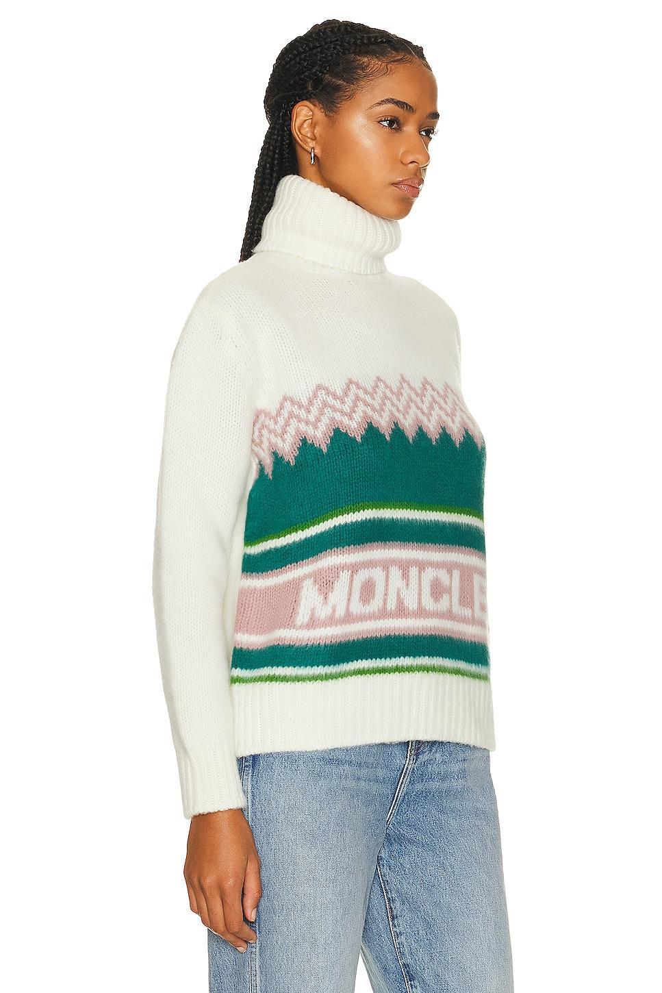 Moncler Festive Logo Intarsia Wool Turtleneck Sweater Product Image