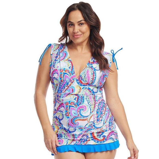 Plus Size Mazu Skater Ruched One-Piece Swimdress, Womens Product Image