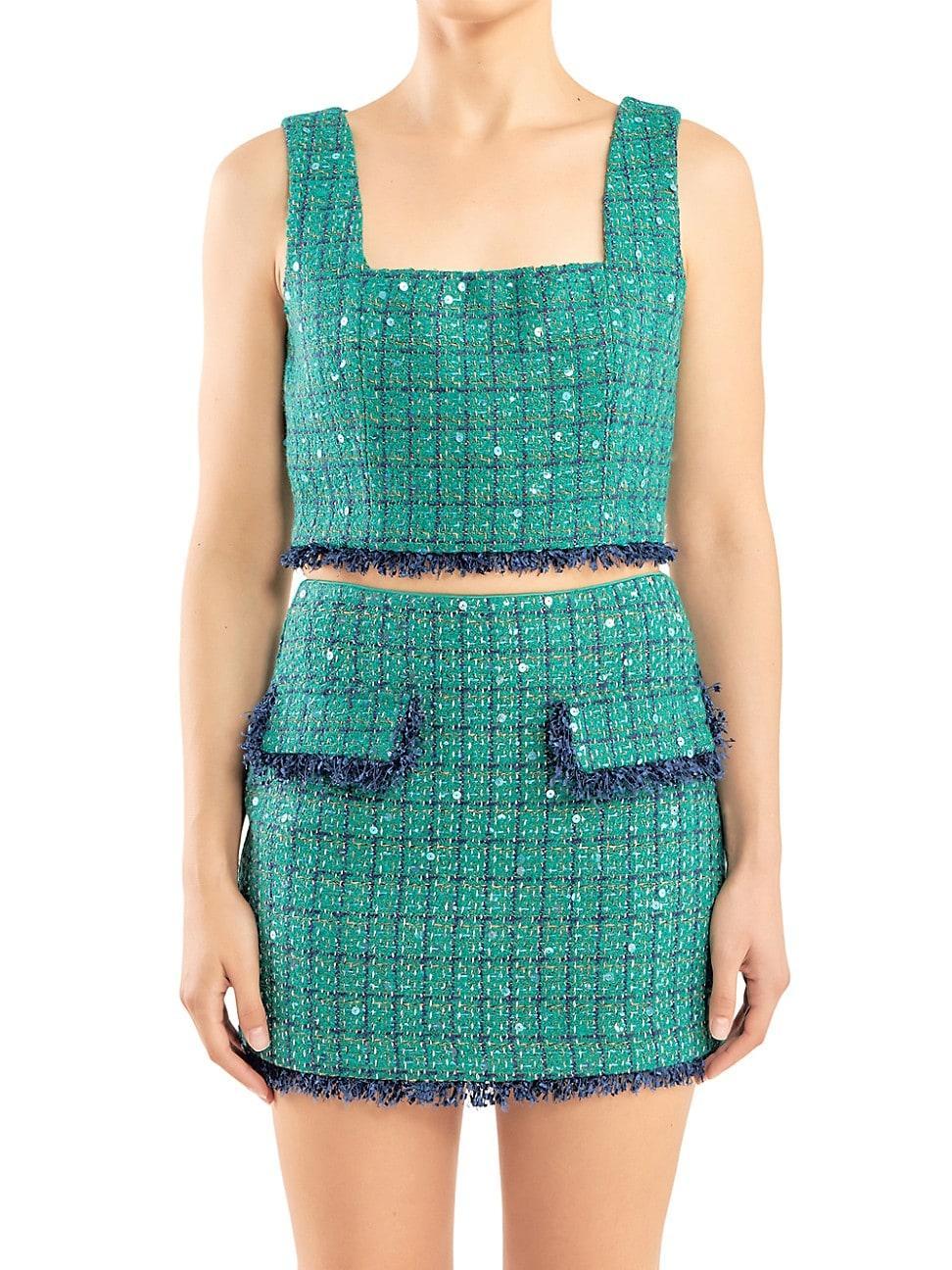 Womens Cropped Tweed Tank Top Product Image