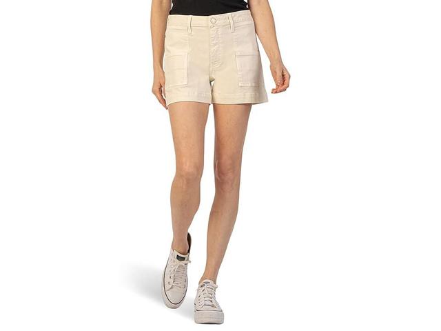 KUT from the Kloth Jane High-Rise Shorts W/ Pork Chop Pockets (Ecru) Women's Jumpsuit & Rompers One Piece Product Image