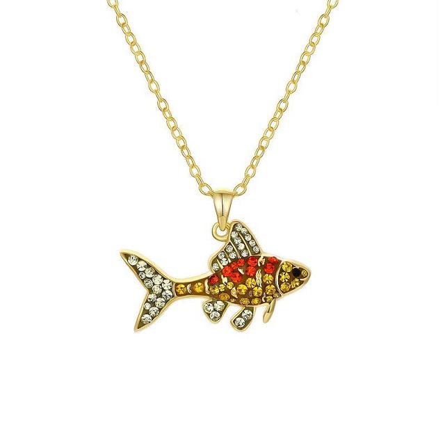 Crystal Collective 14k Gold Plated Crystal Goldfish Pendant Necklace, Womens Gold Tone Orange Product Image