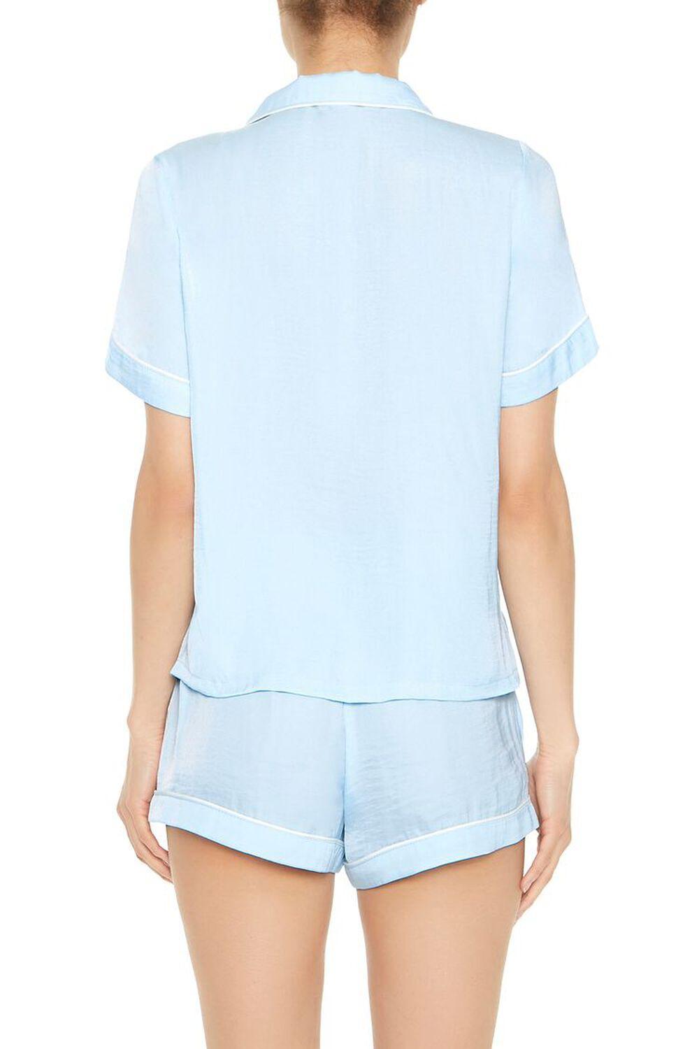 Piped-Trim Shirt & Shorts Pajama Set | Forever 21 Product Image