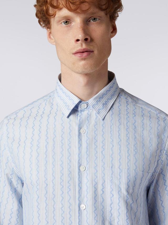 Long-sleeved shirt in cotton poplin Blue | Missoni Product Image