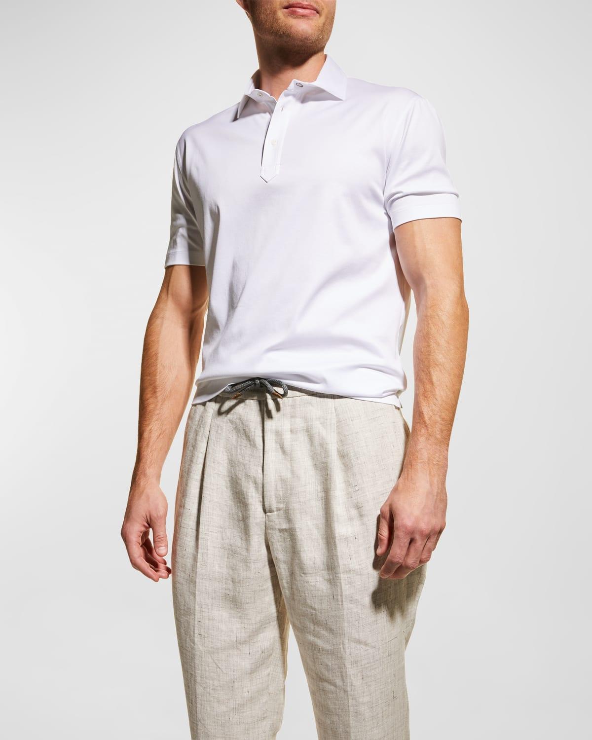 Mens Jersey Polo Shirt - White - Size 42 - White - Size 42 Product Image