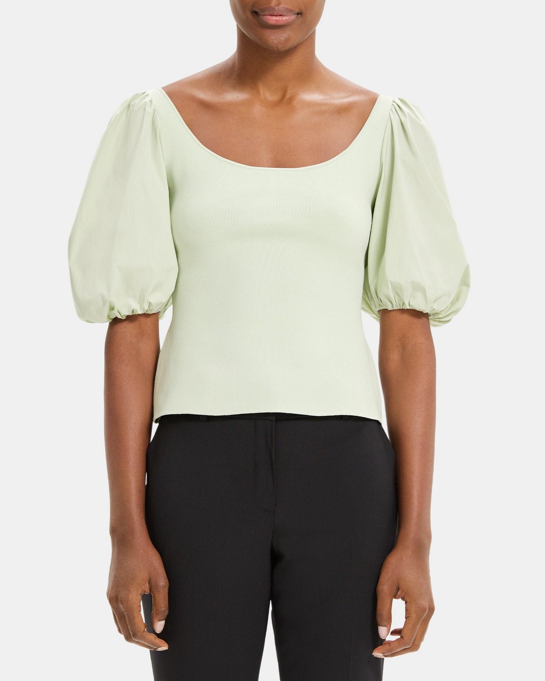 Puff Sleeve Top in Stretch Knit Product Image