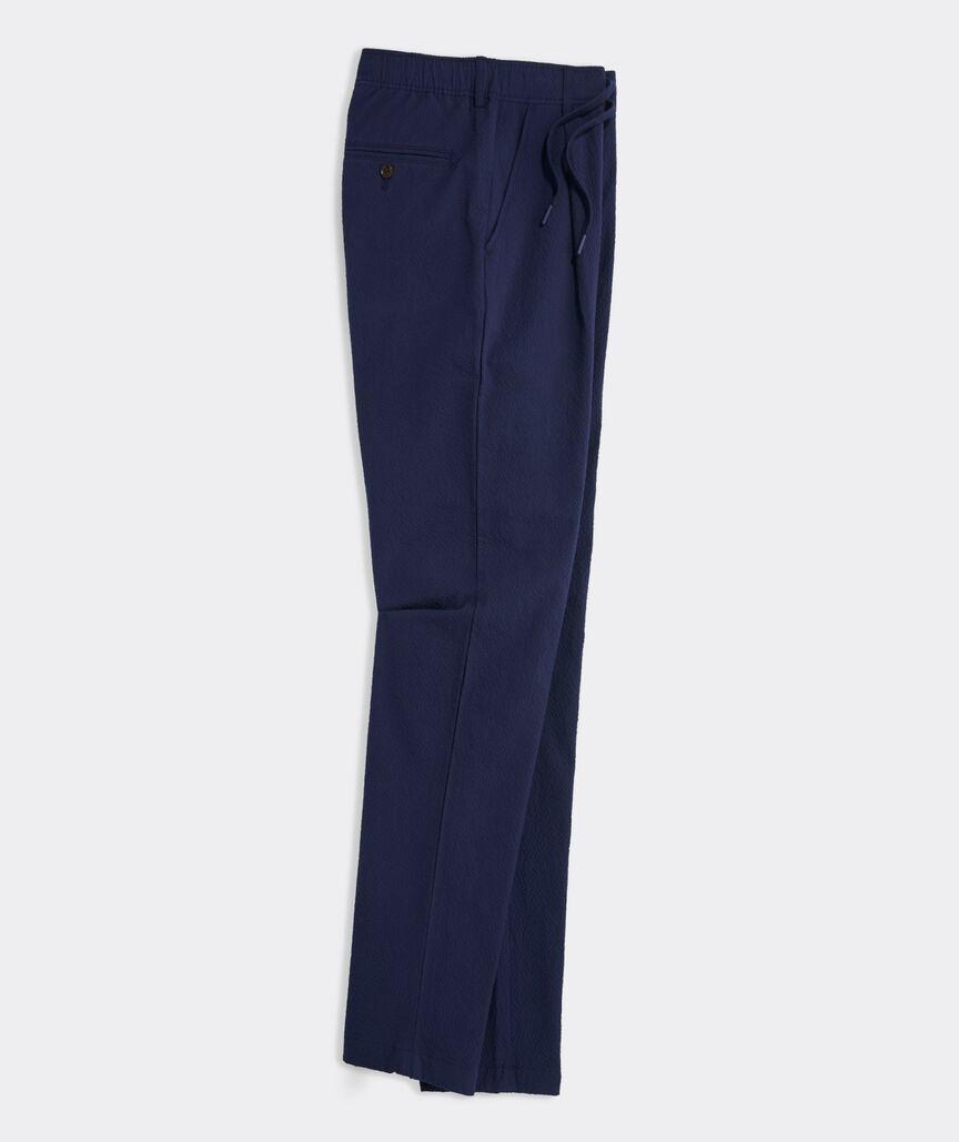 Seersucker Pleated Pull-On Pants Product Image