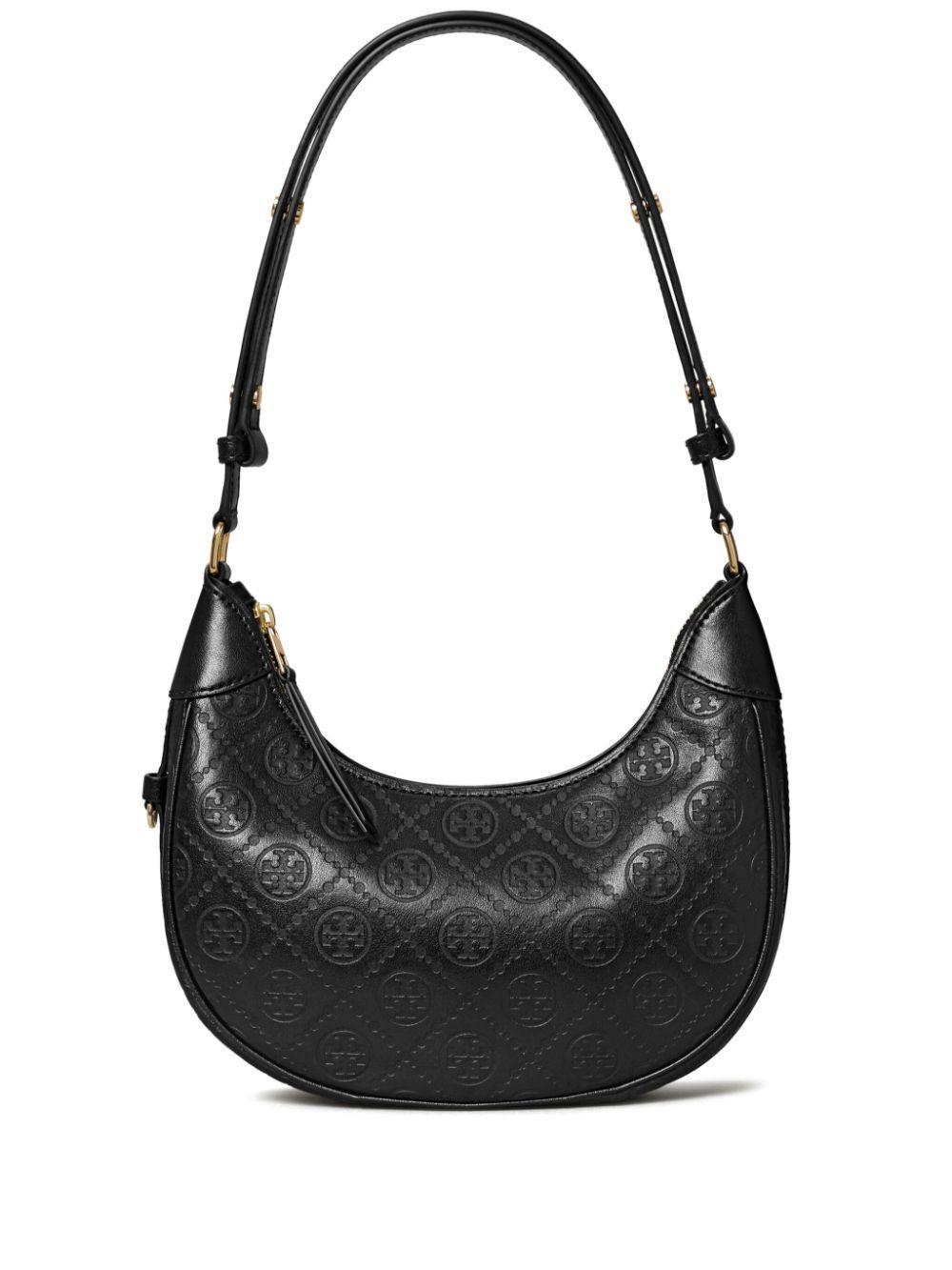 TORY BURCH T Monogram Crescent Shoulder Bag In Black Product Image