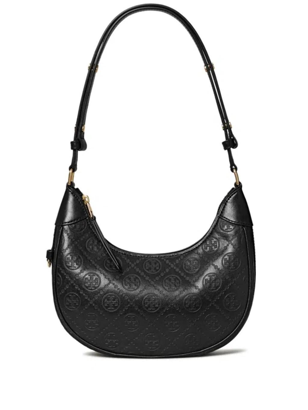 TORY BURCH T Monogram Crescent Shoulder Bag In Black Product Image