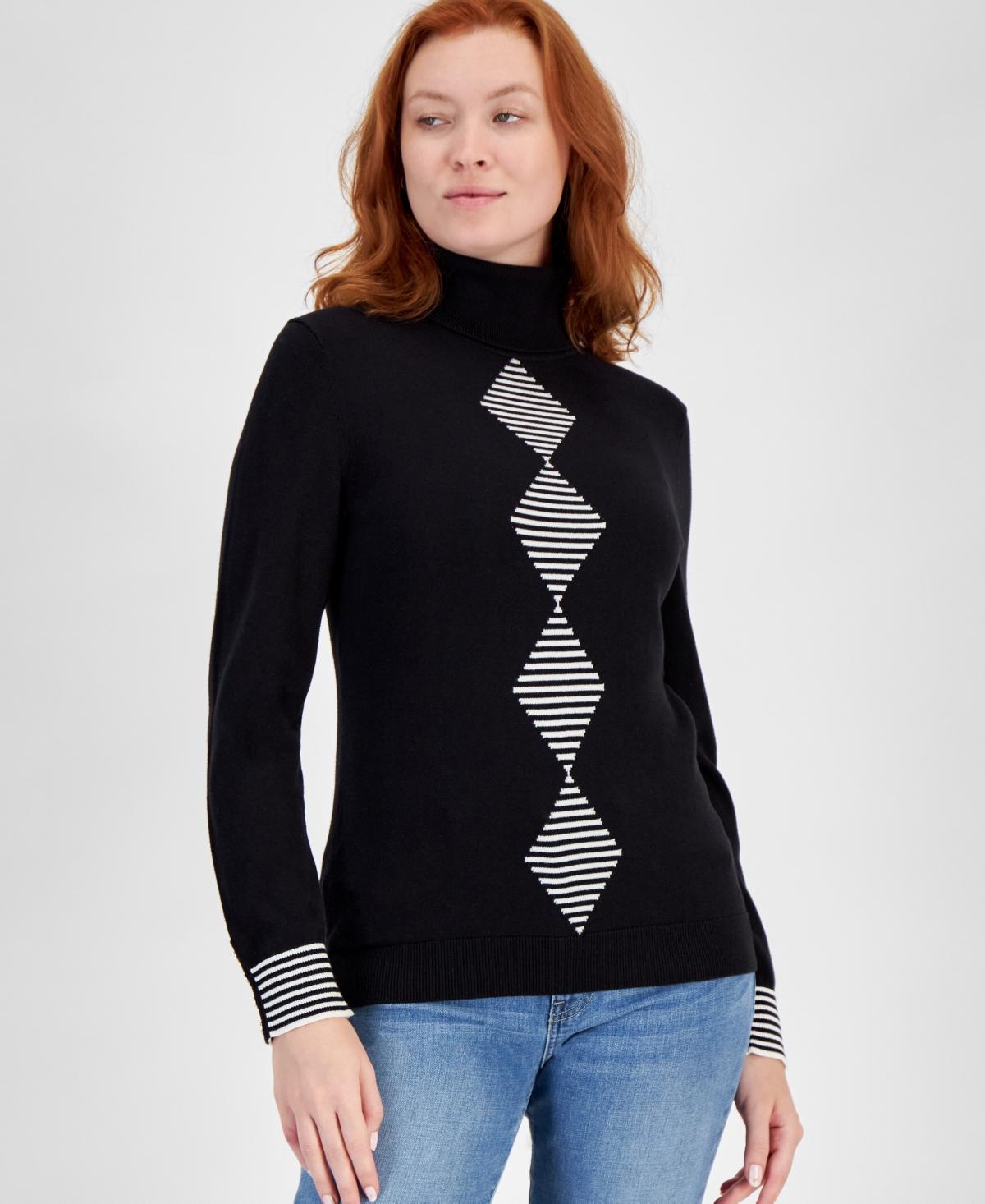 Tommy Hilfiger Womens Star Argyle Stella Sweater - Black Product Image