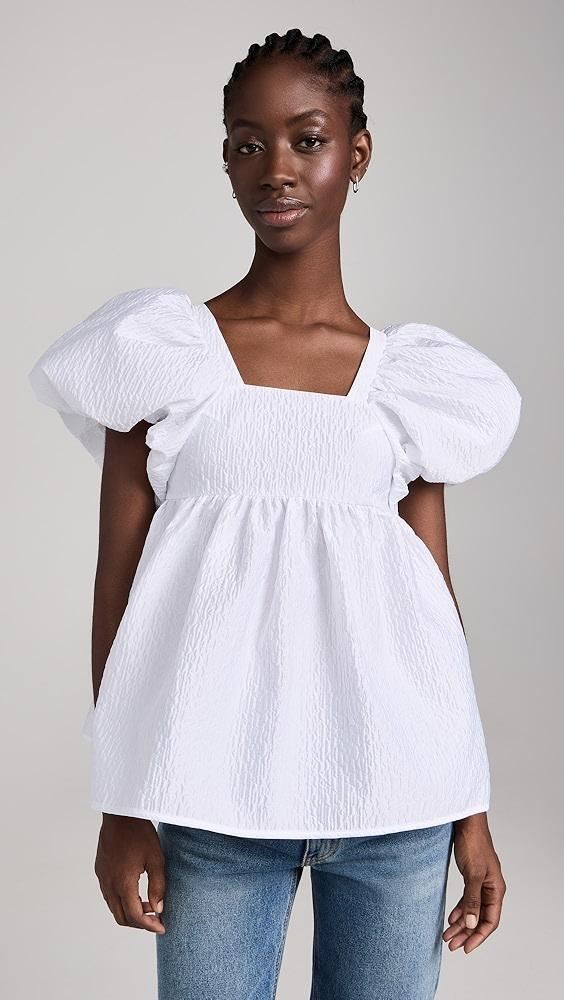 Cecilie Bahnsen Alma Blouse Stria Matelasse White | Shopbop Product Image