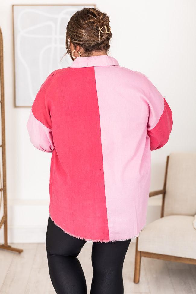 It's All You Pink Corduroy Colorblock Shacket Product Image