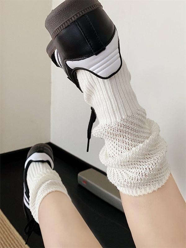 Loose Hollow Solid Color Split-Joint Socks Product Image