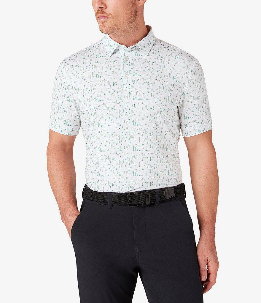 Mizzen+Main Performance Stretch Versa Cacti Print Short Sleeve Polo Shirt Product Image