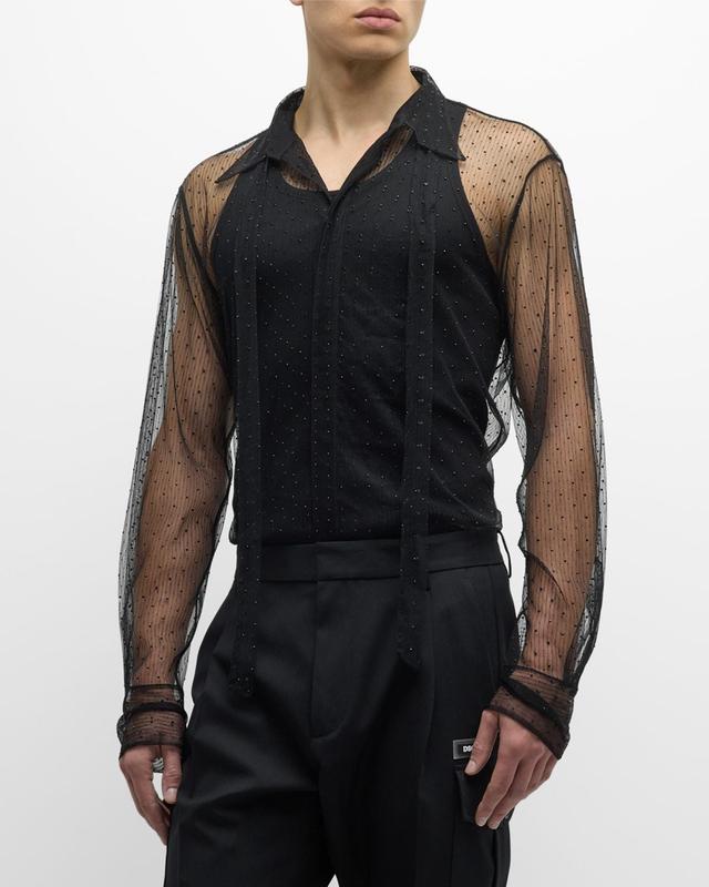 Mens Sheer Beaded Evening Shirt Product Image